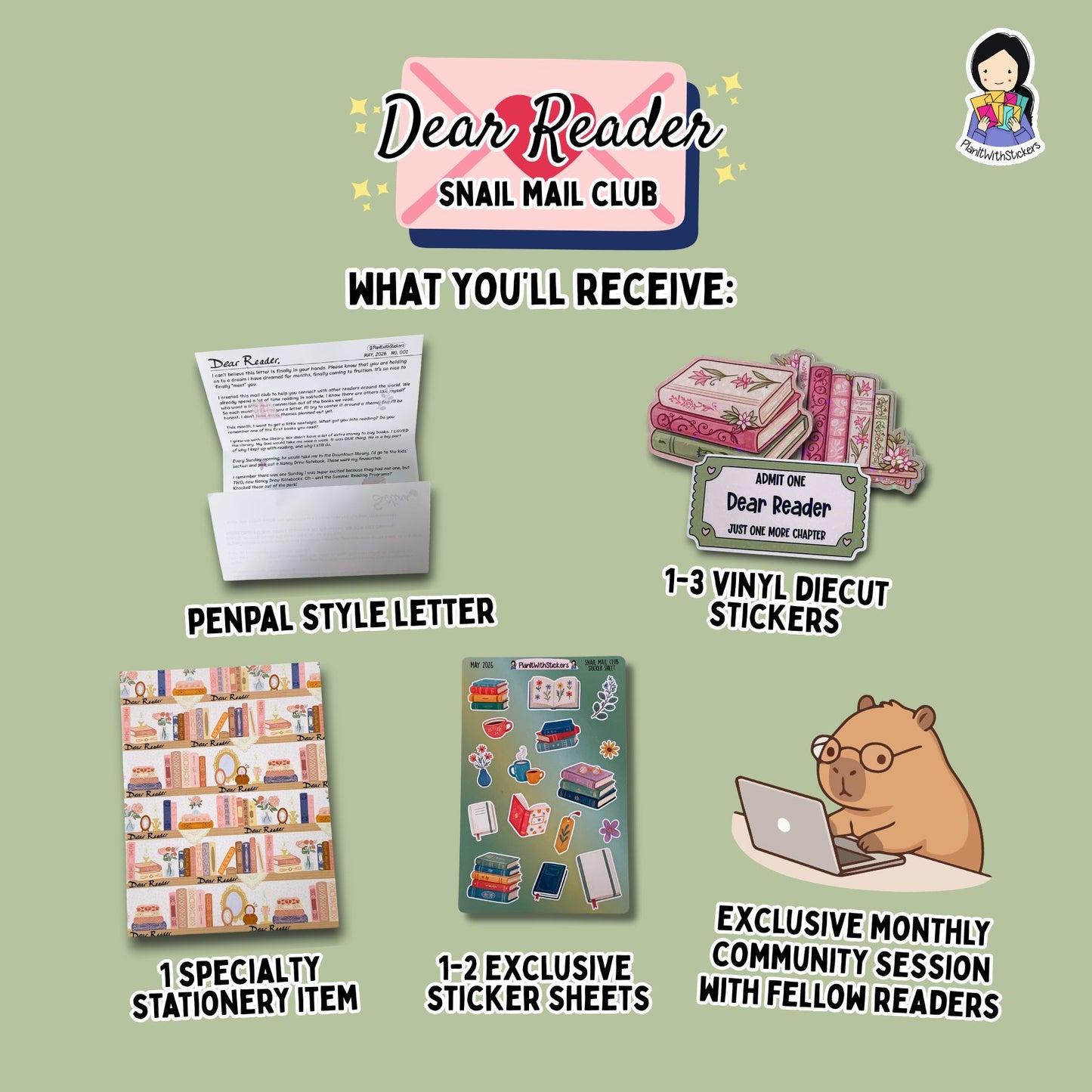 Dear Reader Monthly Snail Mail Club | Free Shipping