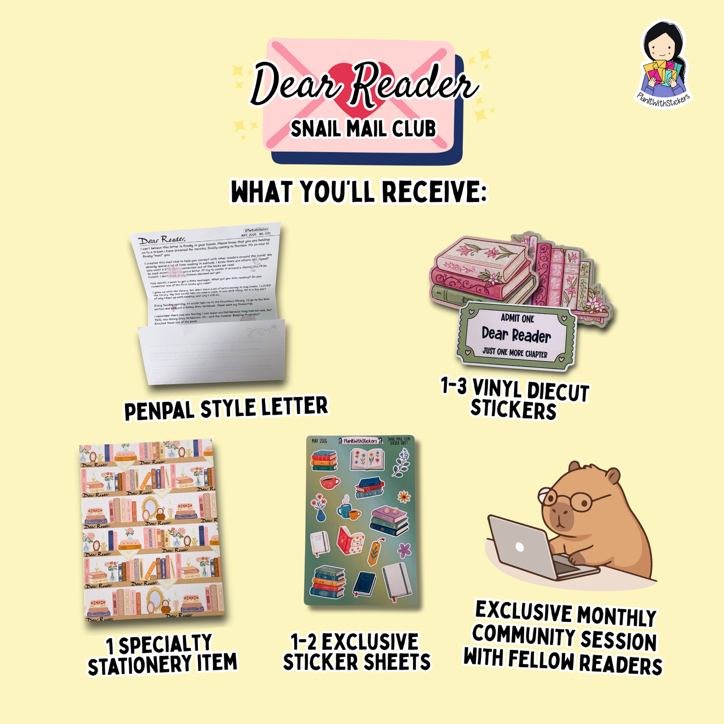 Dear Reader Monthly Snail Mail Club | Free Shipping