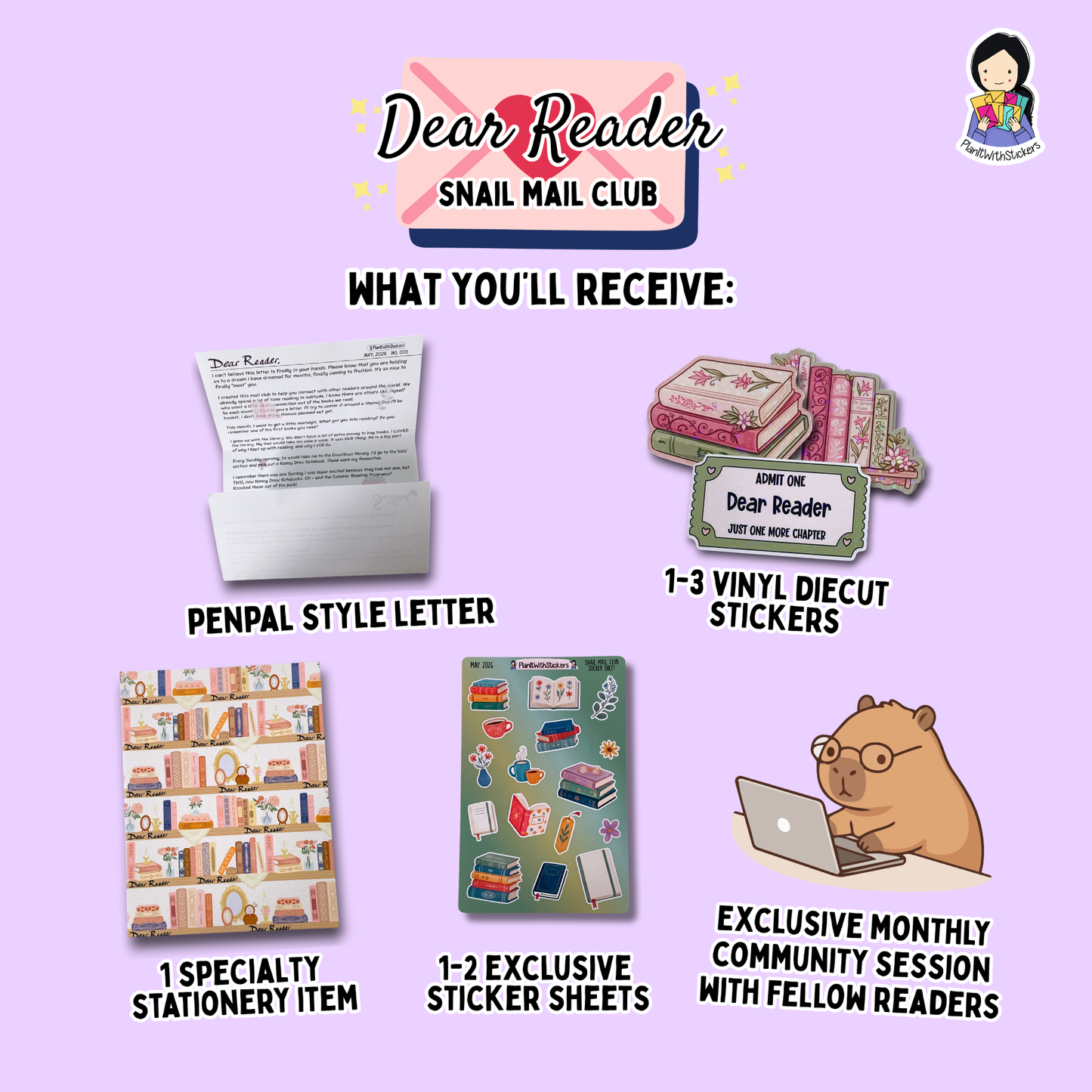 Dear Reader Monthly Snail Mail Club | Free Shipping (August)