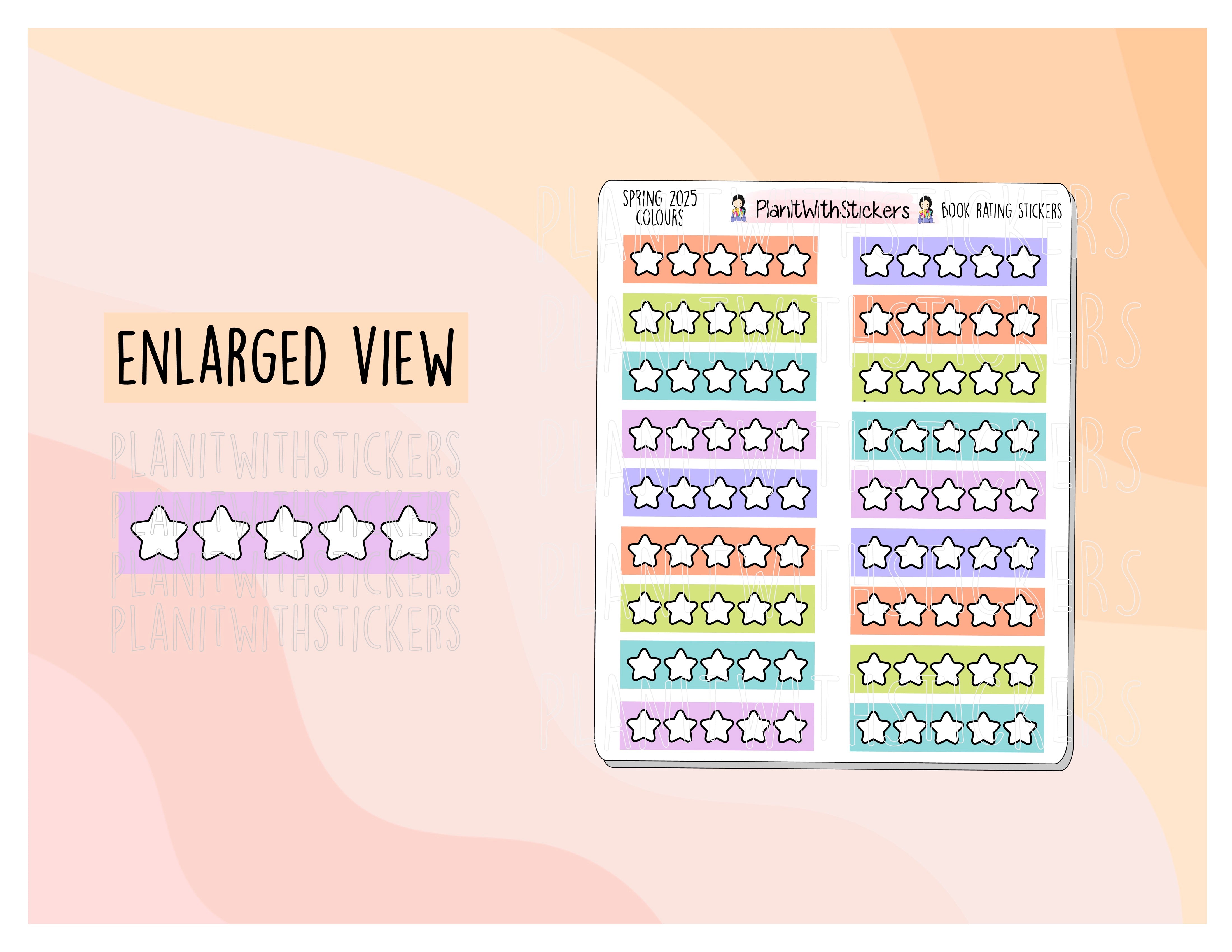 Stars Rating Stickers - Spring 2025 Colours – PlanItWithStickers