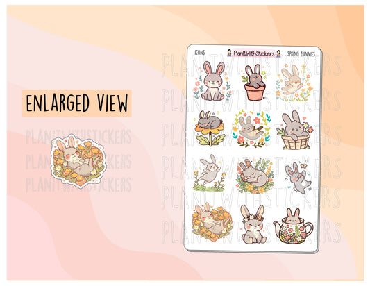 Spring Bunnies Spring Time Deco Stickers