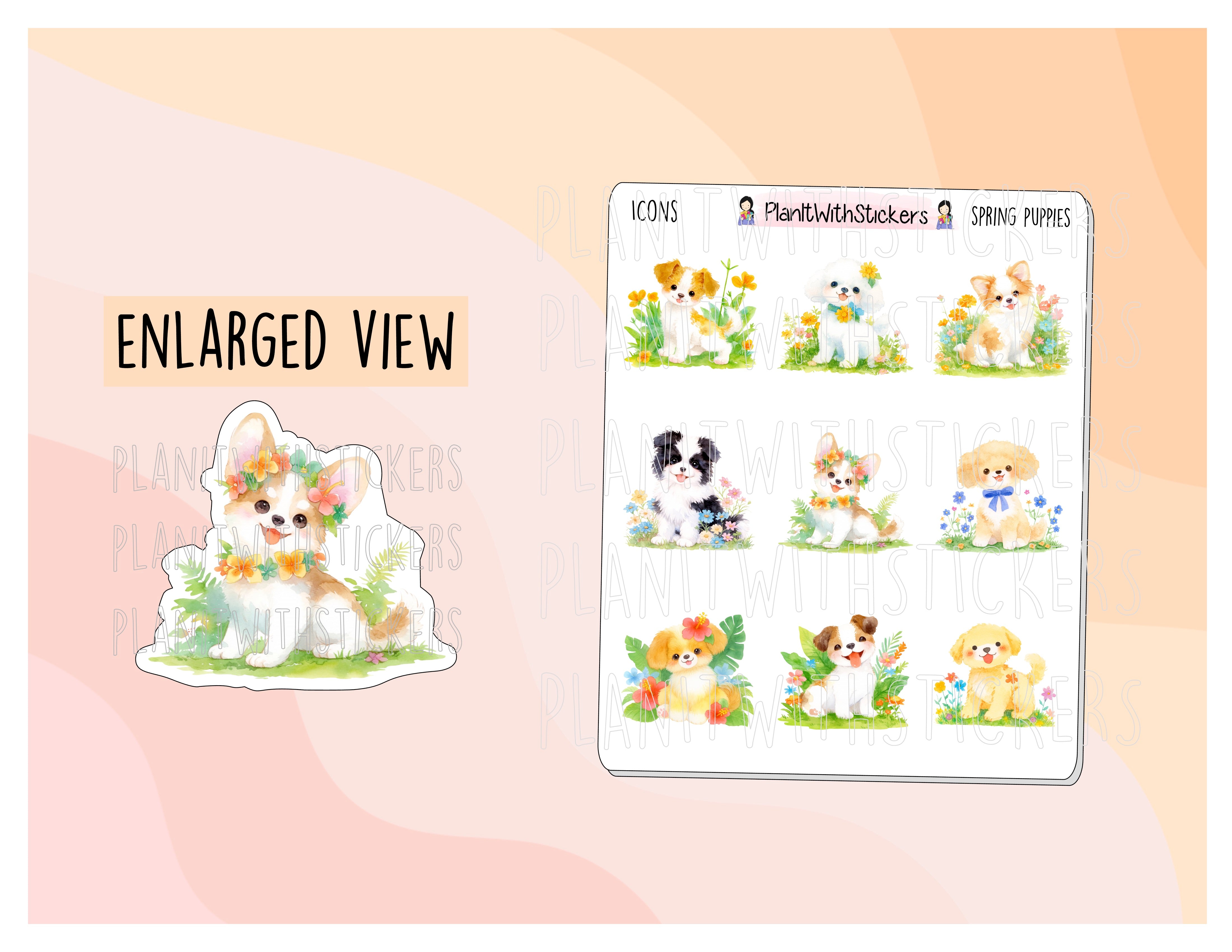 Spring Puppies Dog Deco Stickers – PlanItWithStickers