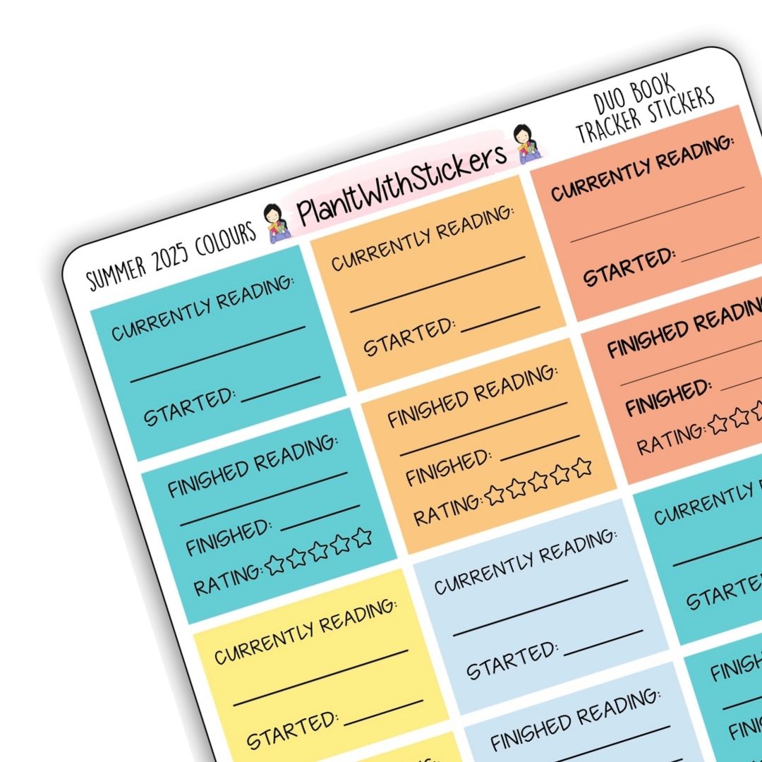 Duo Book Reading Tracker Stickers – Summer 2025 Collection