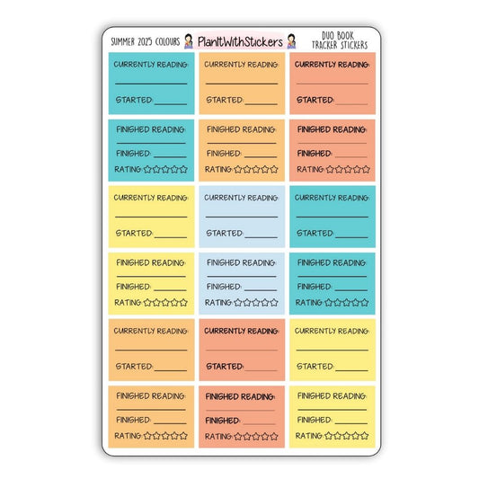 Duo Book Reading Tracker Stickers – Summer 2025 Collection