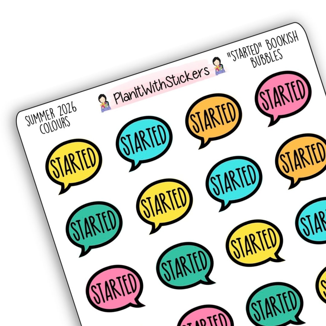 "Started" Bookish Bubbles Book Review Sticker - Summer 2026