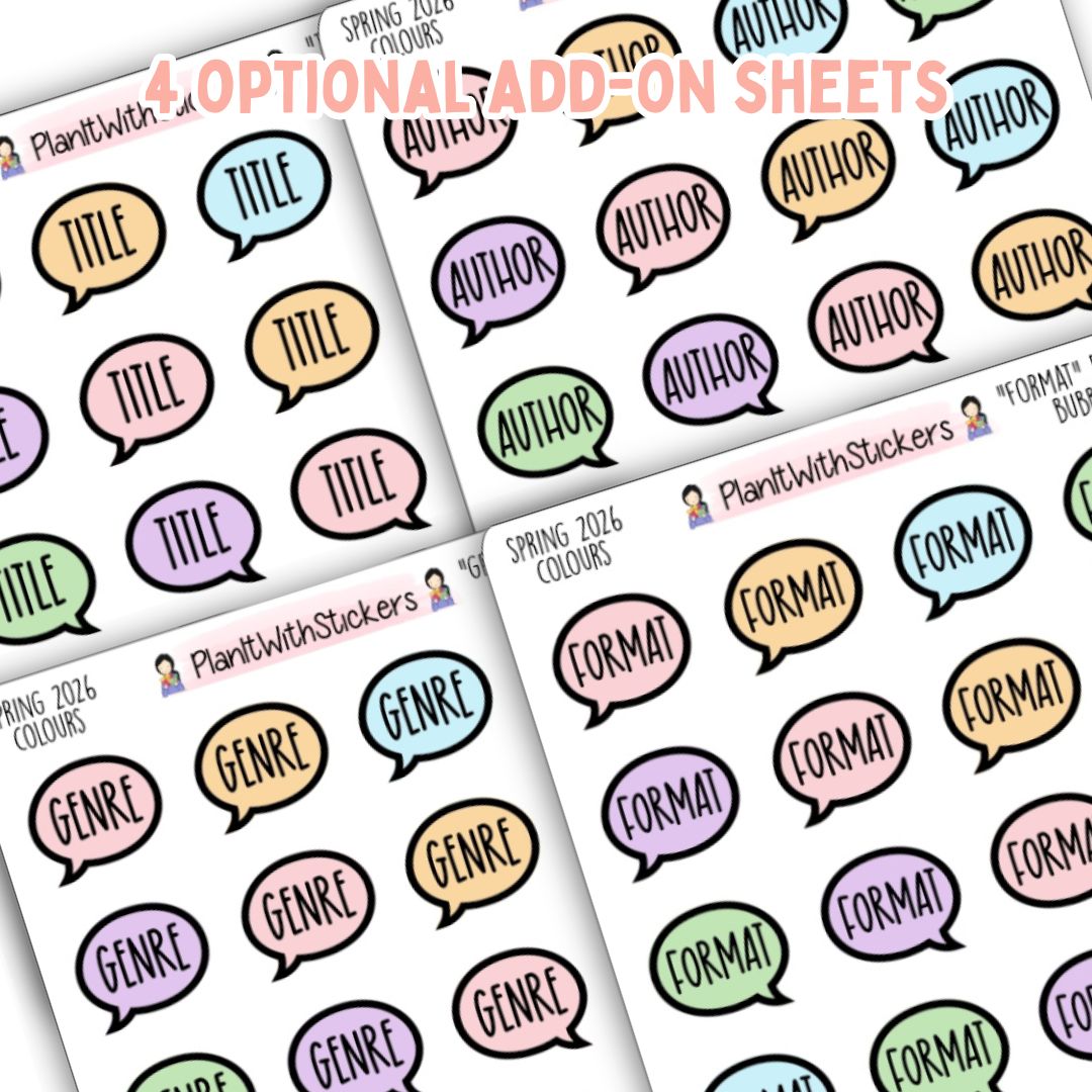 Book Journal Starter Sticker Pack - Spring 2026 Colours (Bundle)