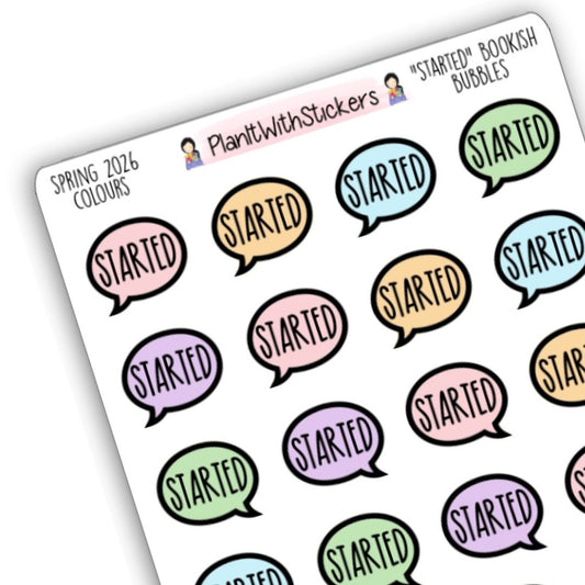 "Started" Bookish Bubbles Book Review Sticker - Spring 2026