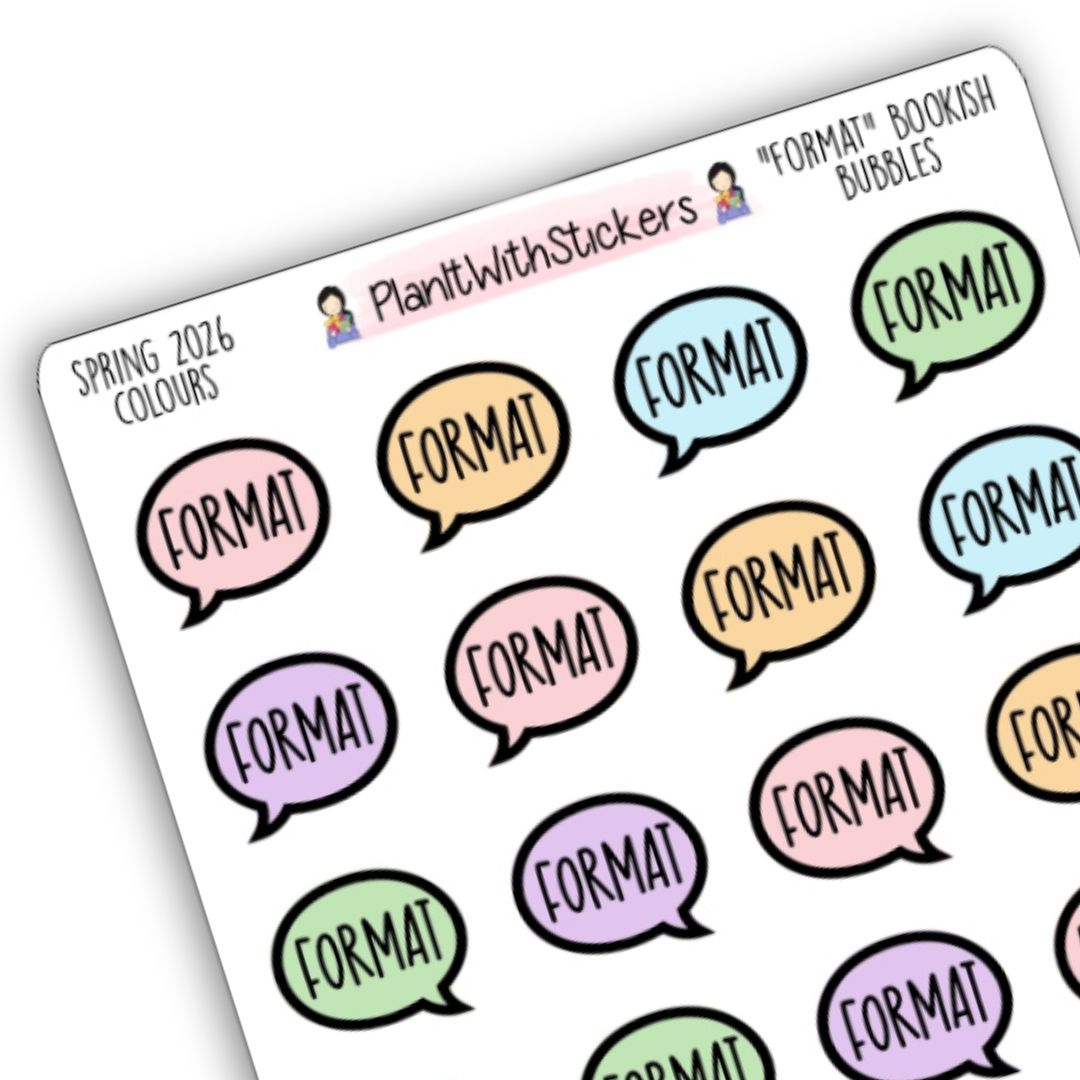 "Format" Bookish Bubbles Book Review Sticker- Spring 2026