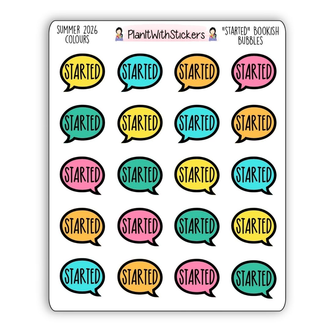 "Started" Bookish Bubbles Book Review Sticker - Summer 2026