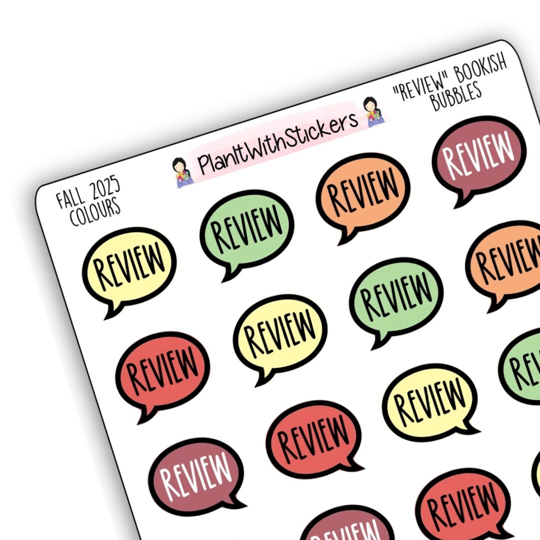 "Review" Bookish Bubbles Reading Sticker- Fall Bookish Collection