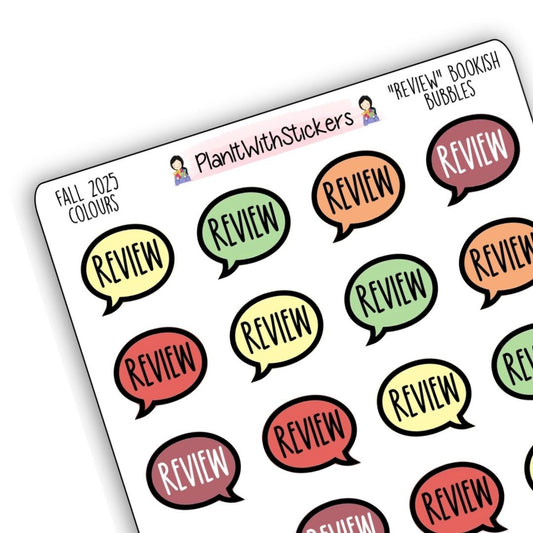 "Review" Bookish Bubbles Reading Sticker- Fall Bookish Collection
