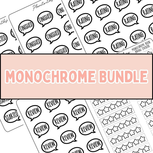 Book Journal Starter Sticker Pack - Monochrome (Bundle)