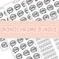 Book Journal Starter Sticker Pack - Monochrome (Bundle)