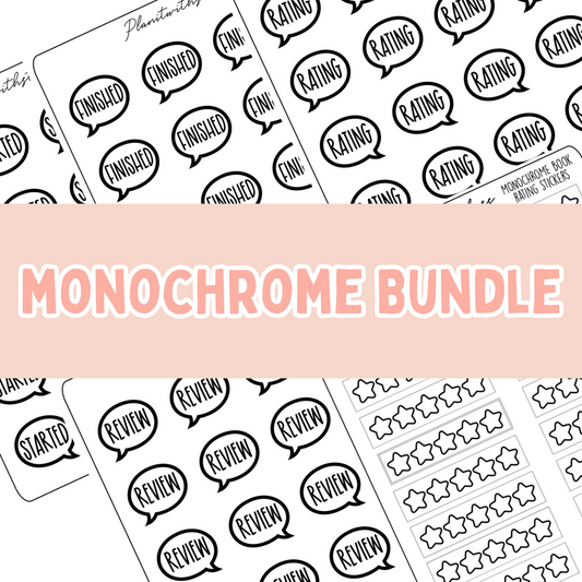 Book Journal Starter Sticker Pack - Monochrome (Bundle)