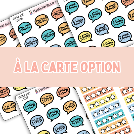 Book Journal Starter Stickers - Summer 2025 Colours - À La Carte