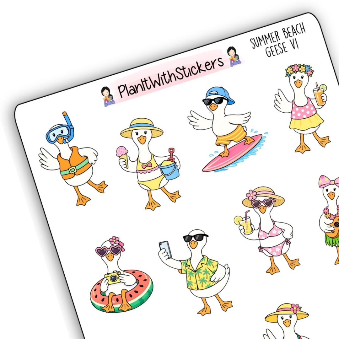 Summer Beach Silly Goose V1 Sticker Sheet