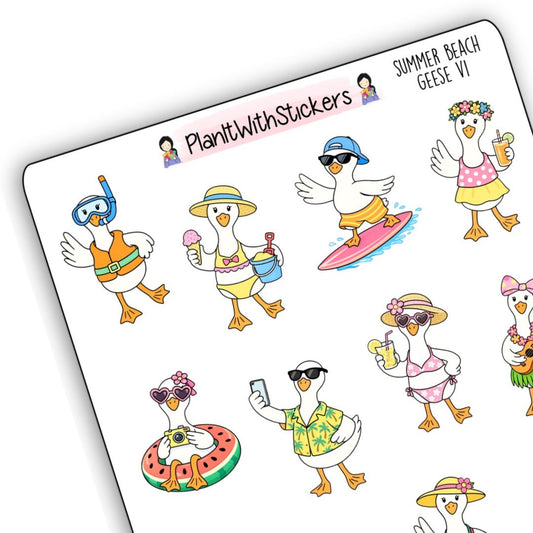 Summer Beach Silly Goose V1 Sticker Sheet