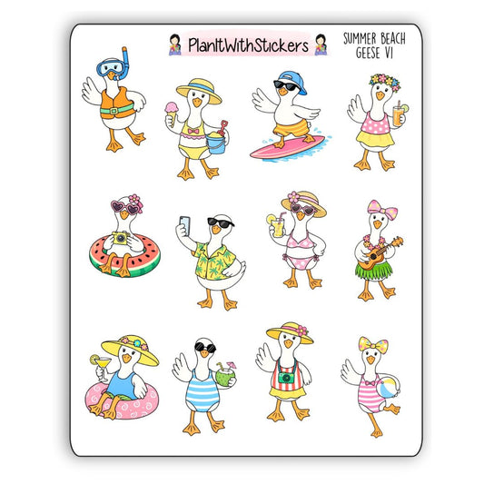 Summer Beach Silly Goose V1 Sticker Sheet