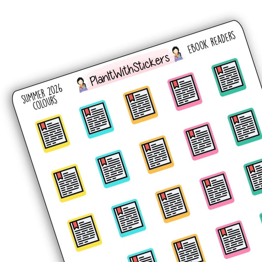 E-Reader Icon Stickers - Summer 2026 Colours
