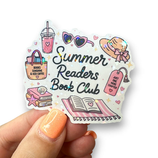 Summer Readers Book Club Vinyl Holographic Diecut Sticker