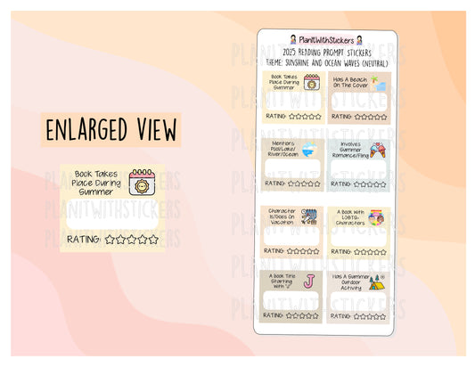 2025 - Sunshine And Ocean Waves, Mini Prompts Reading Adventures/Reading Challenge [2 Colour Options]