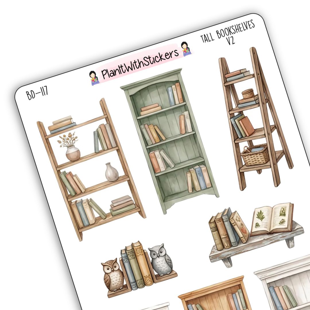 Tall Bookshelf V2 Book Journal Deco Stickers