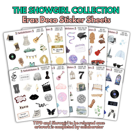 Eras Collection Deco Sticker Sheets (10 Eras Available)