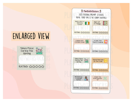 2025 - Third Time Is The Charm, Mini Prompts Reading Adventures / Reading Challenge [2 Colour Options]