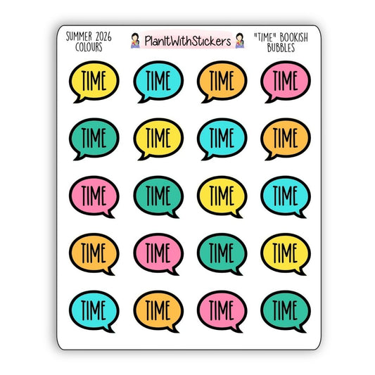 "Time" Bookish Bubbles Book Review Sticker - Summer 2026