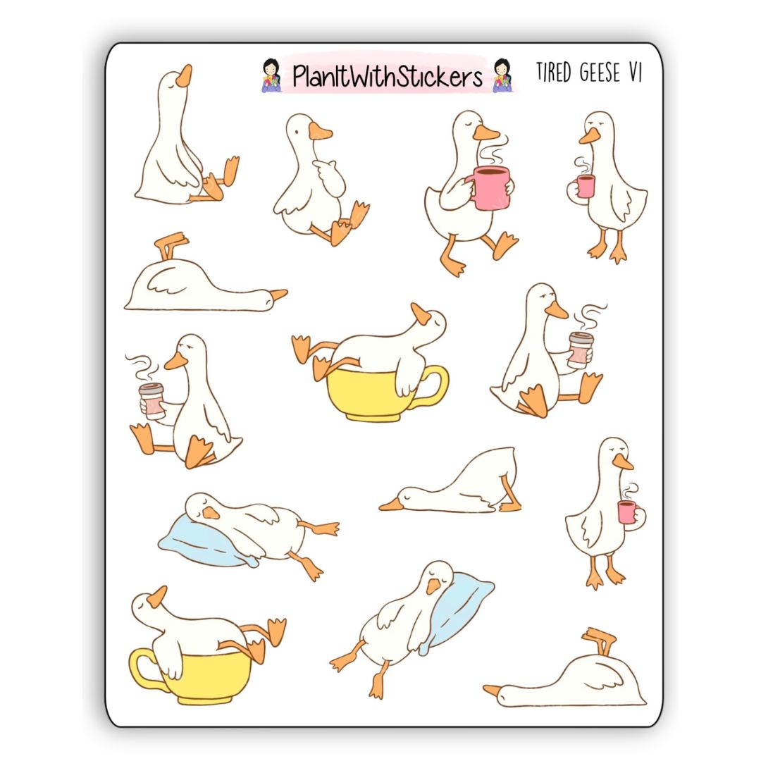 Tired Geese Silly Goose V1 Sticker Sheet