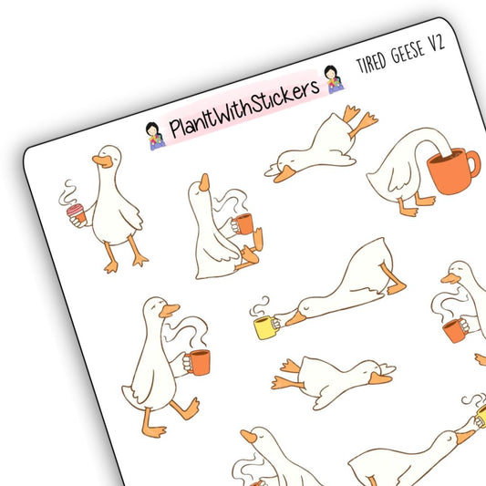 Tired Geese Silly Goose V2 Sticker Sheet
