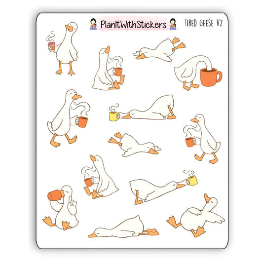 Tired Geese Silly Goose V2 Sticker Sheet