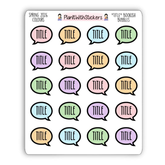 "Title" Bookish Bubbles Book Review Sticker - Spring 2026