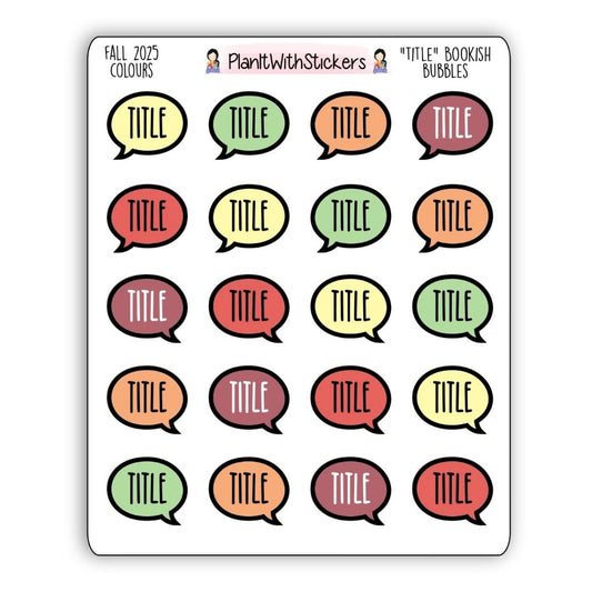 "Title" Bookish Bubbles Reading Sticker- Fall Bookish Collection