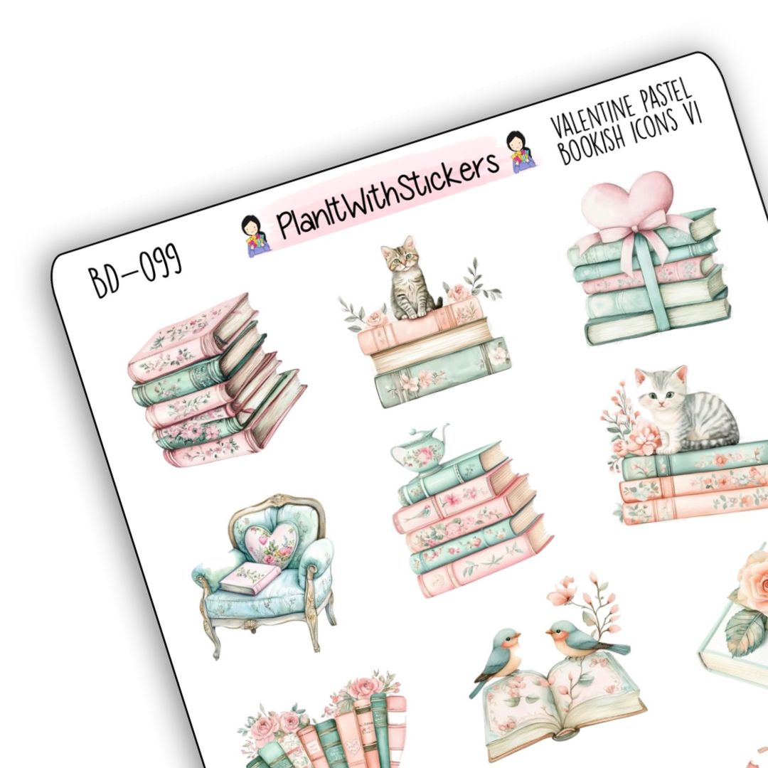 Valentine Pastel Bookish Icons V1