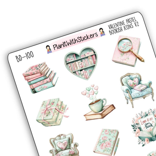 Valentine Pastel Bookish Icons V2