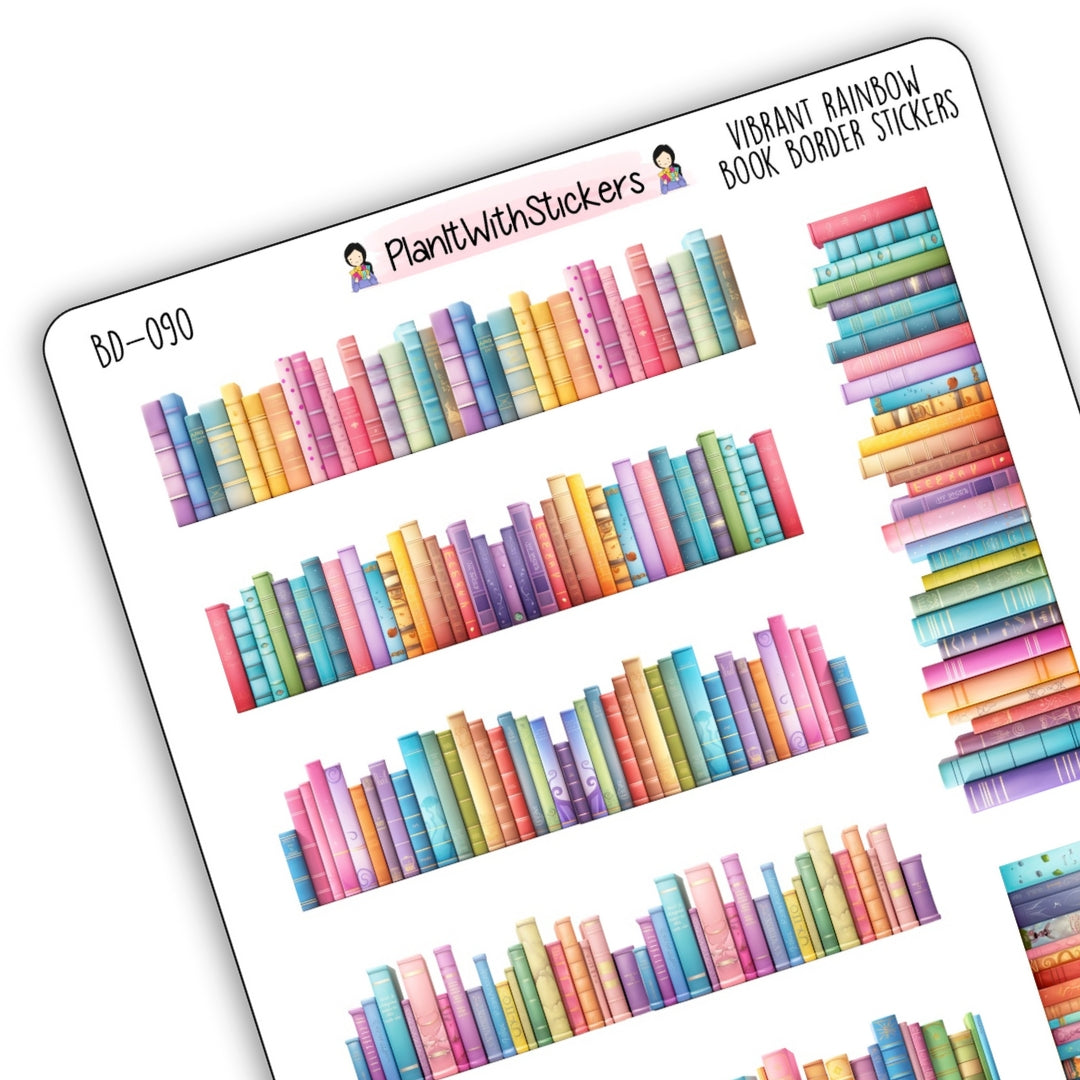 Vibrant Rainbow Book Border Stickers