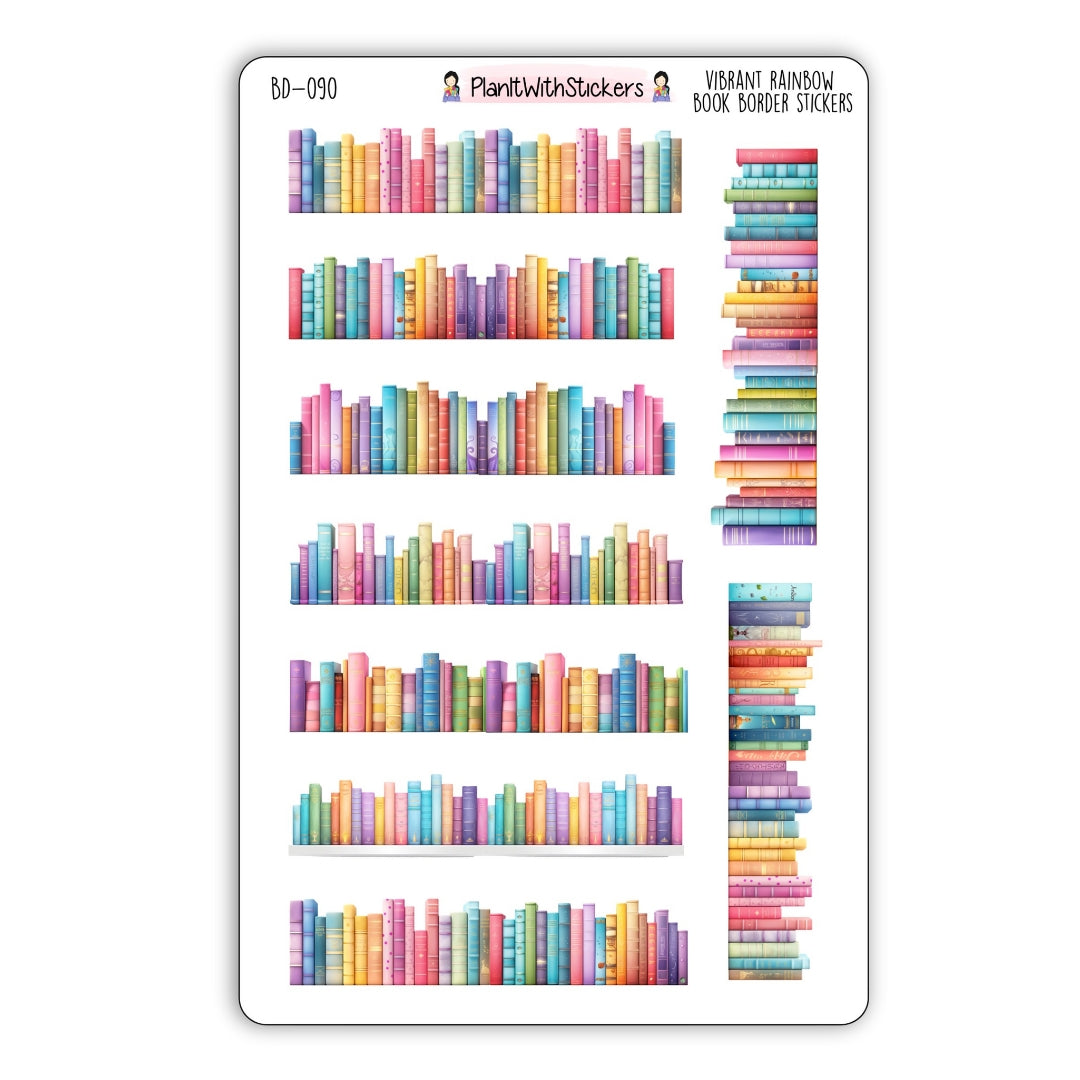 Vibrant Rainbow Book Border Stickers