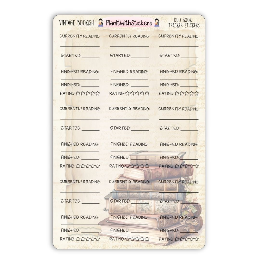 Vintage Library - Duo Book Reading Tracker Stickers