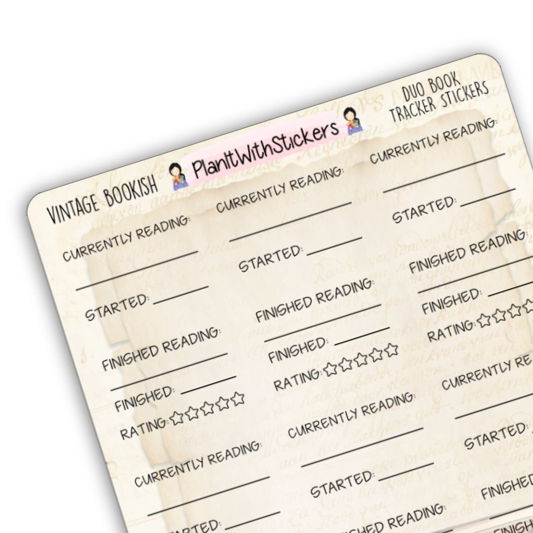 Vintage Library - Duo Book Reading Tracker Stickers