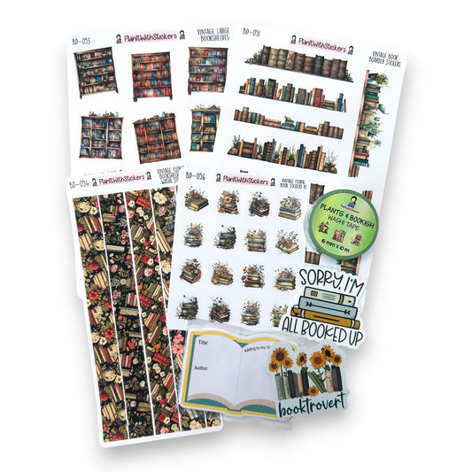 Vintage Bookish Sticker + Merch Bundle