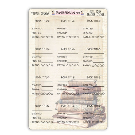 Vintage Library - Full Book Tracker Stickers