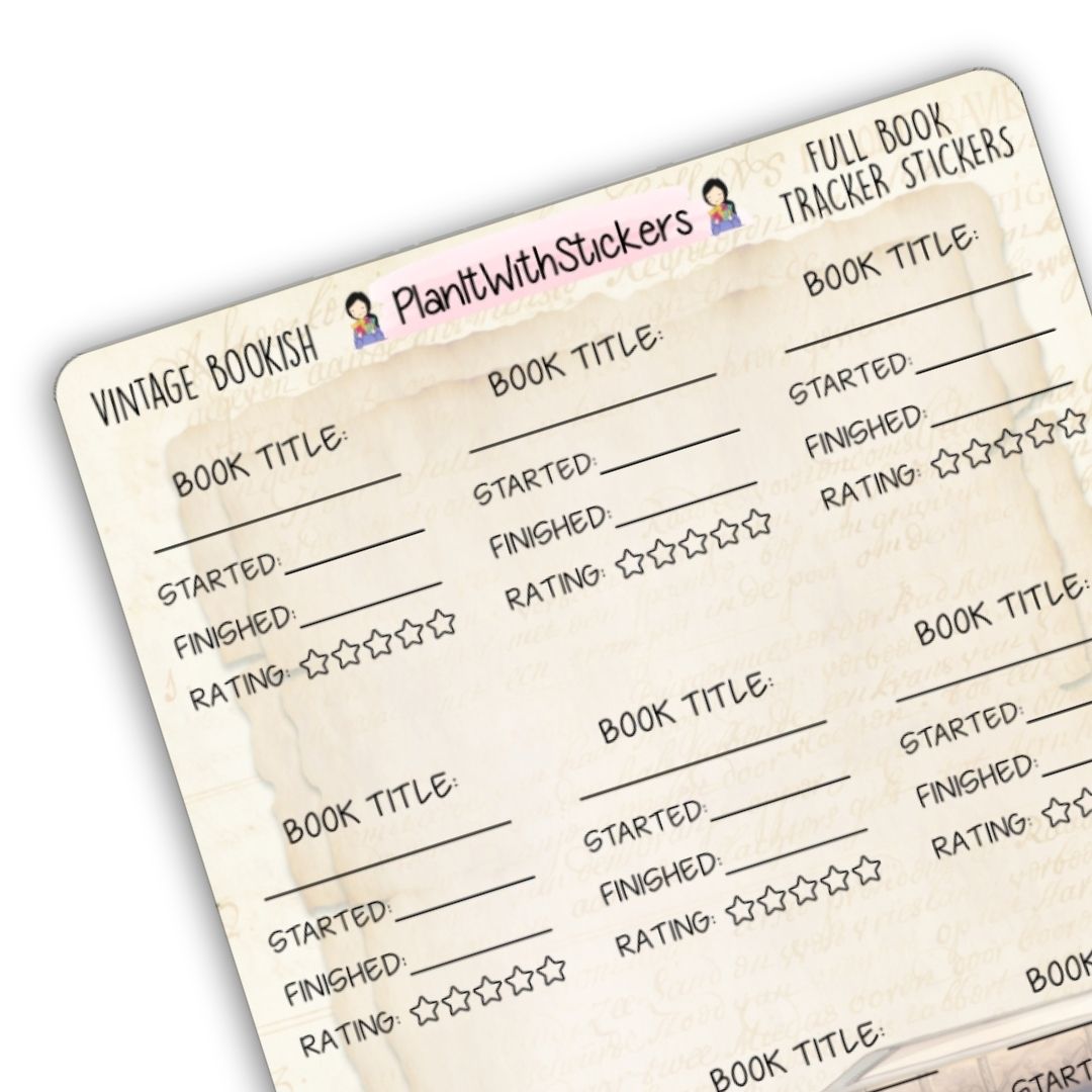 Vintage Library - Full Book Tracker Stickers