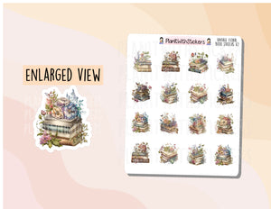 Vintage Library - Floral Book Icon Stickers - Version 2