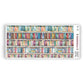 Full view of watercolour rainbow themed washi strip sticker sheet with 5 stickers, shown in rainbow bookshelf artwork.