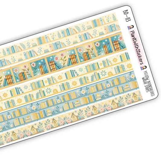 Yellow Bookshelves Long Washi Strips