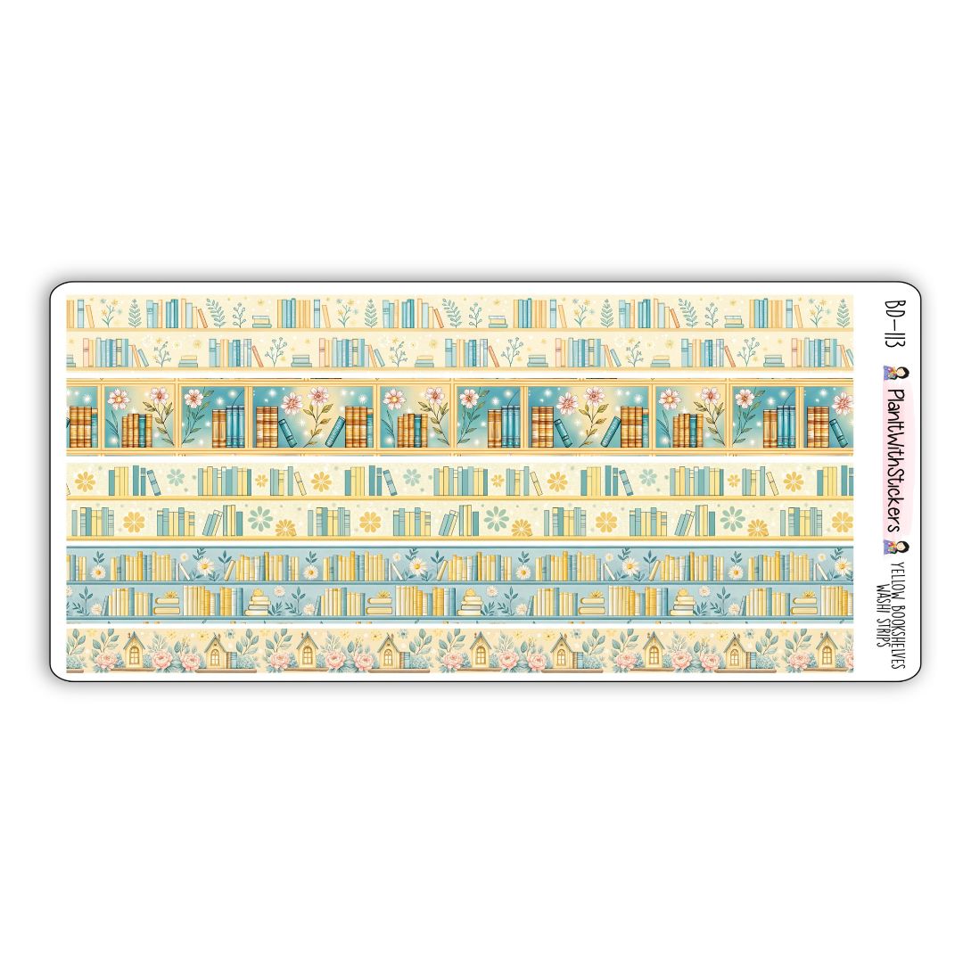 Yellow Bookshelves Long Washi Strips