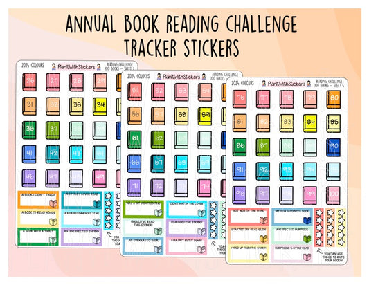 2024 Annual Book Reading Challenge Tracker Sticker Bundle (Choose between 25 to 200 books!)