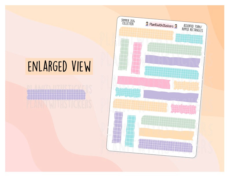 Assorted Torn Rectangles - Summer 2024 Colours