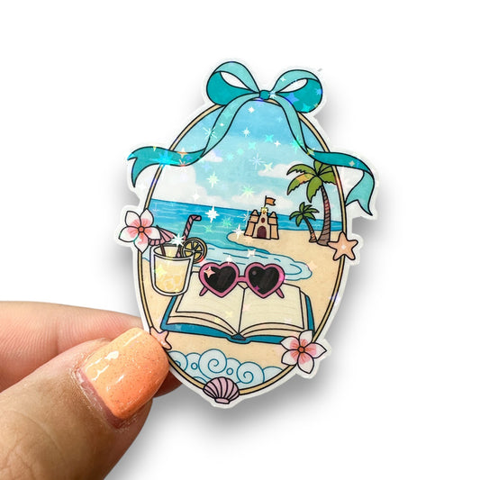 Beach Mirror Vinyl Holographic Diecut Sticker